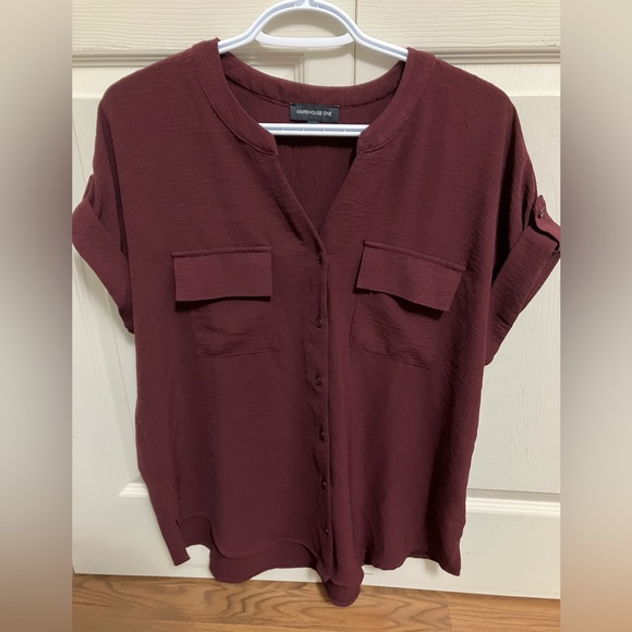 Warehouse One Tops - Warehouse one blouse - burgundy color